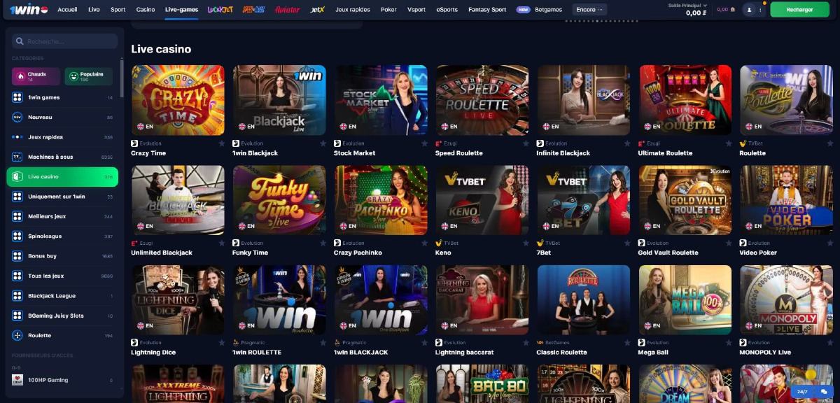 1win Casino en direct